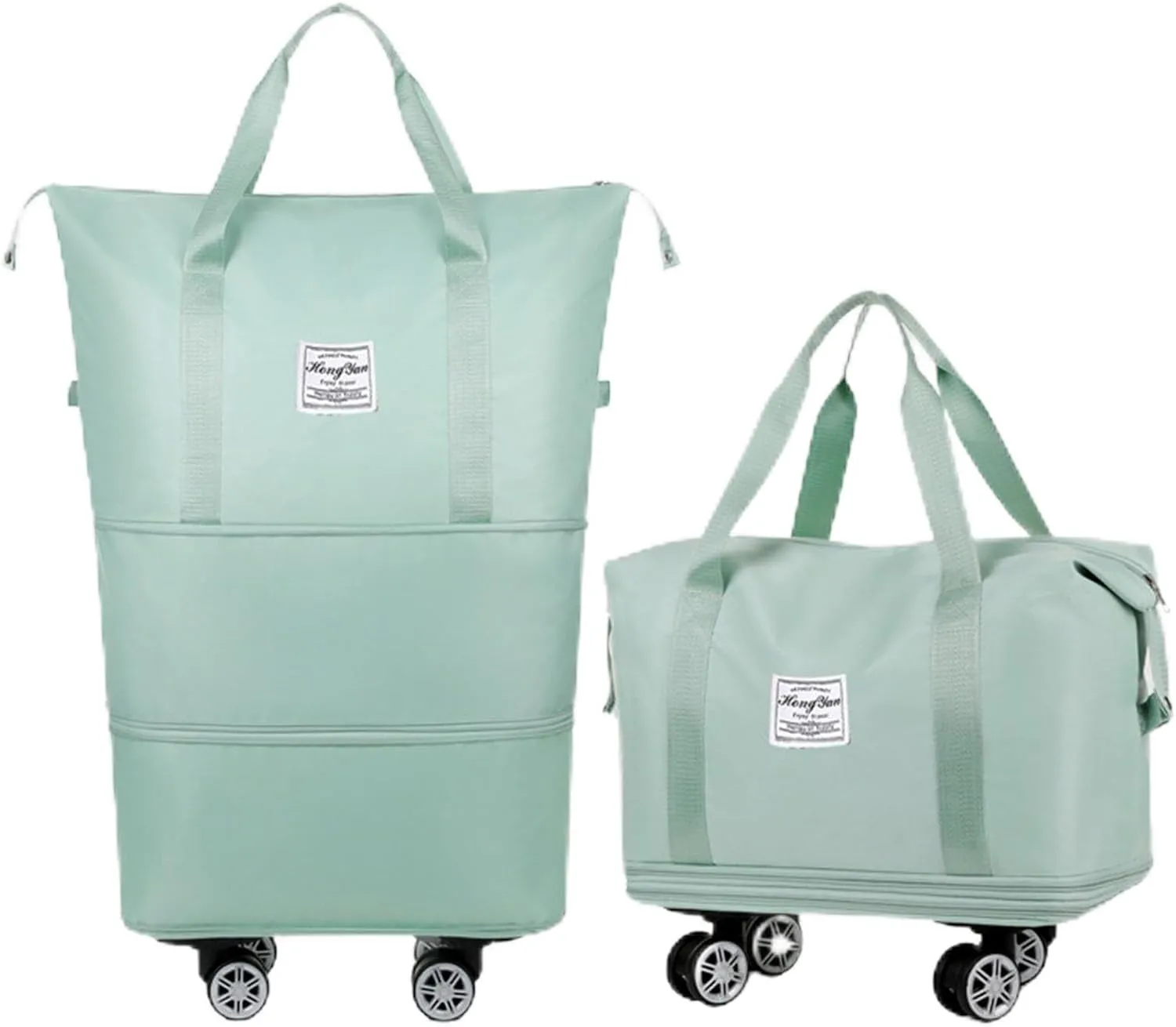 2025 New Travel Bag with Wheels, Large Capacity Travel Bag - Universal Wheel Removable, Expandable Foldable Duffle Bag, Large Capacity Wide-Open, Dry and Wet Separation (Green)