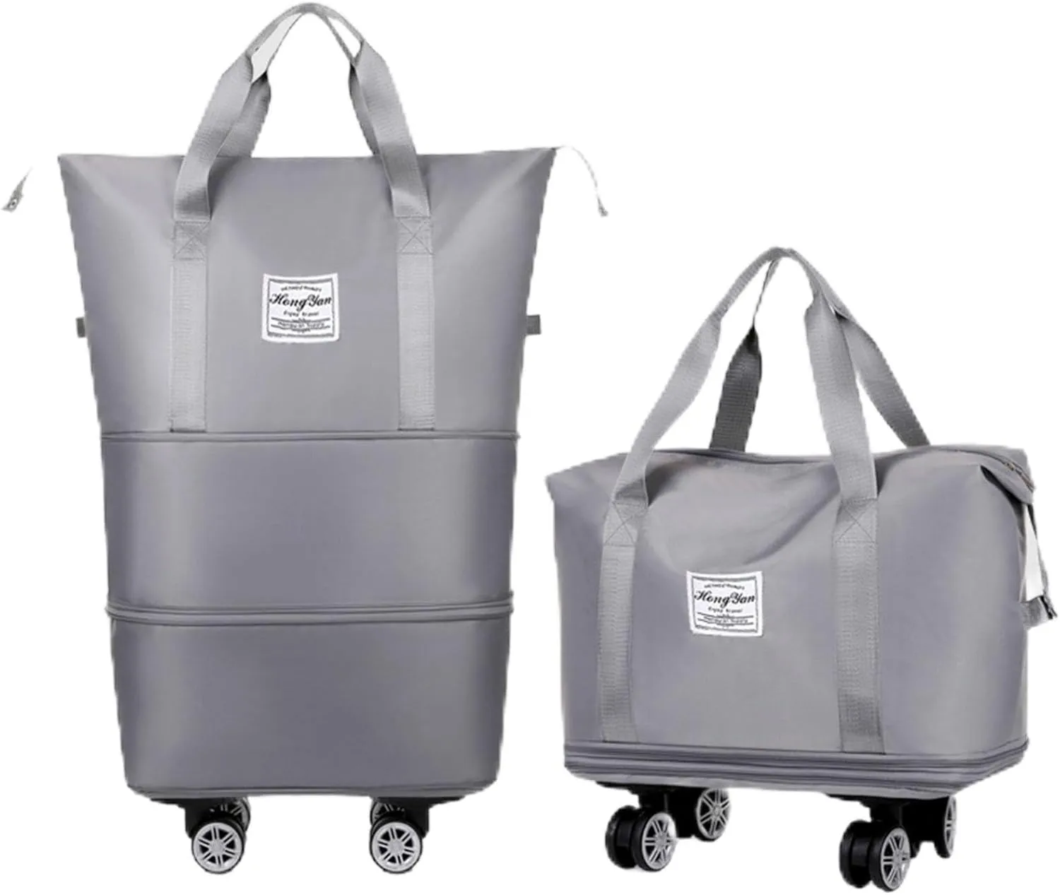 2025 New Travel Bag with Wheels, Large Capacity Travel Bag - Universal Wheel Removable, Expandable Foldable Duffle Bag, Large Capacity Wide-Open, Dry and Wet Separation (Grey)