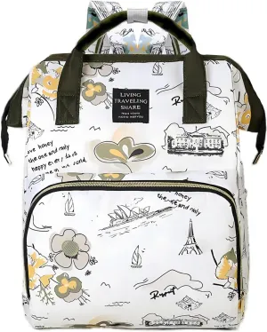 24L Diaper Bag Backpack Mommy Bag, Large Capacity Diaper Backpack Fashionable Multi-functional Painting Backpack, Travel Essentials Baby Tote, Stroller Straps & Pacifier Case - Unisex