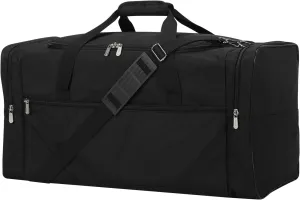 25 in Large Travel Duffel Bag for Men - 56L Roomy Weekender Bag with Trolley Sleeve (Black)