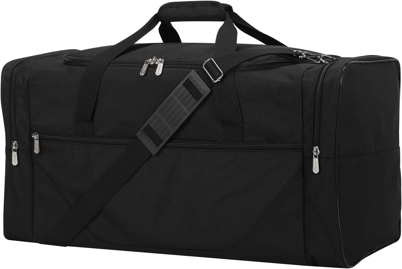 25 in Large Travel Duffel Bag for Men - 56L Roomy Weekender Bag with Trolley Sleeve (Black)