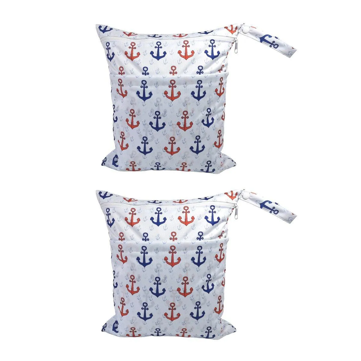2PCS Cartoon Printed Baby Diaper Bag Double Zipper Washable Storage Organizer