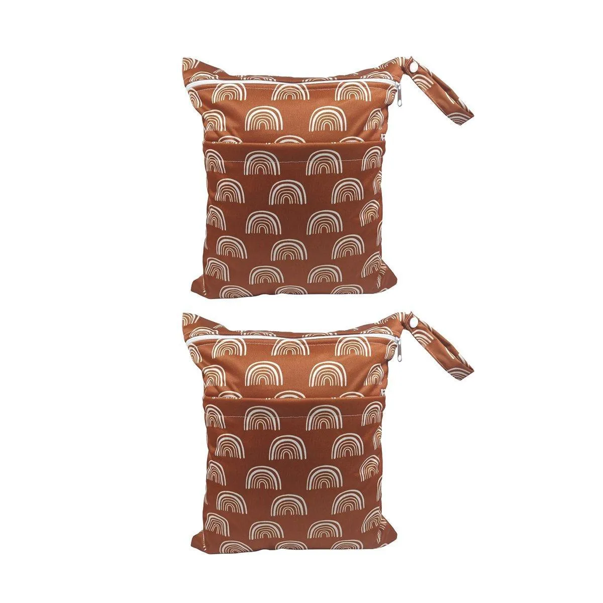 2PCS Cartoon Printed Baby Diaper Bag Double Zipper Washable Storage Organizer
