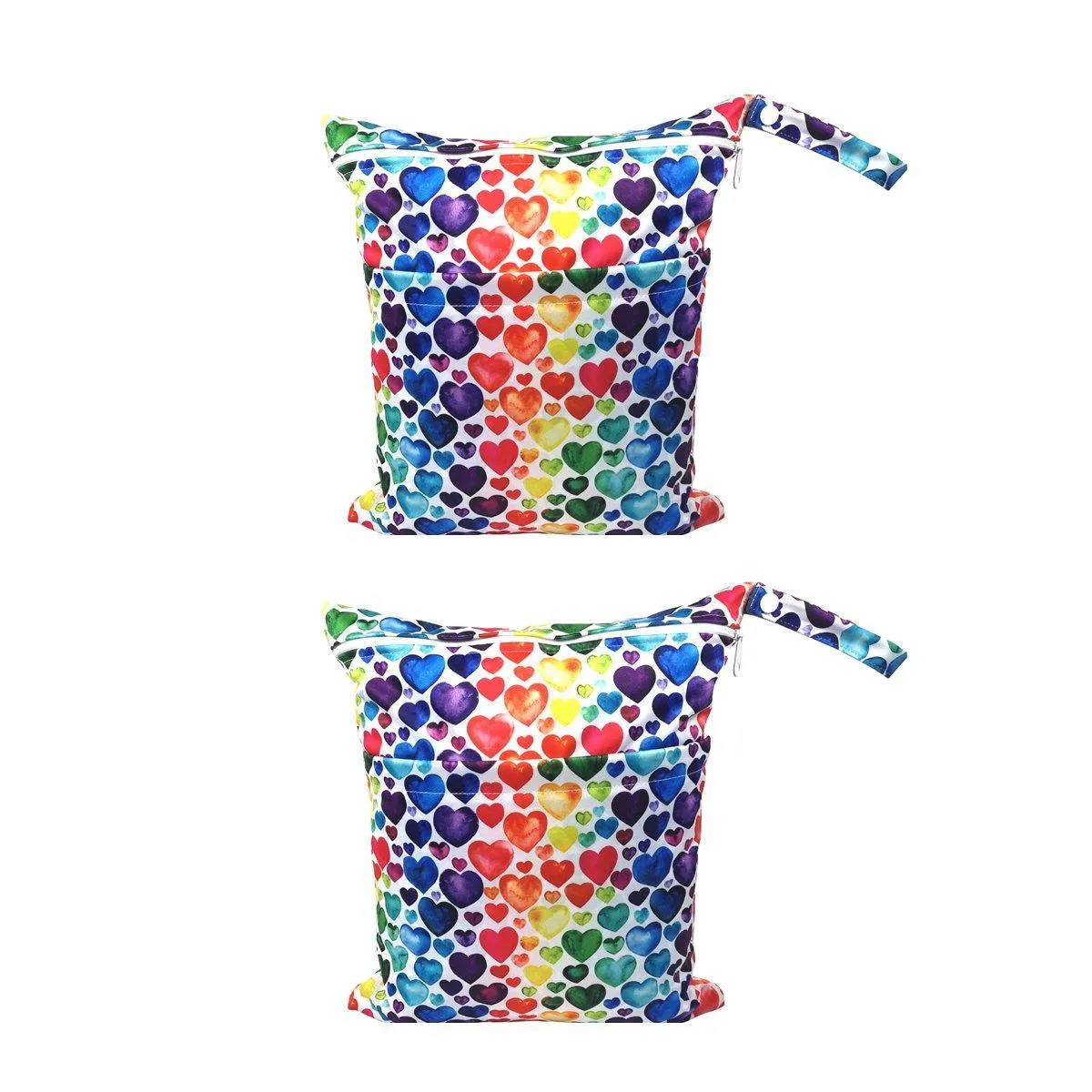 2PCS Cartoon Printed Baby Diaper Bag Double Zipper Washable Storage Organizer