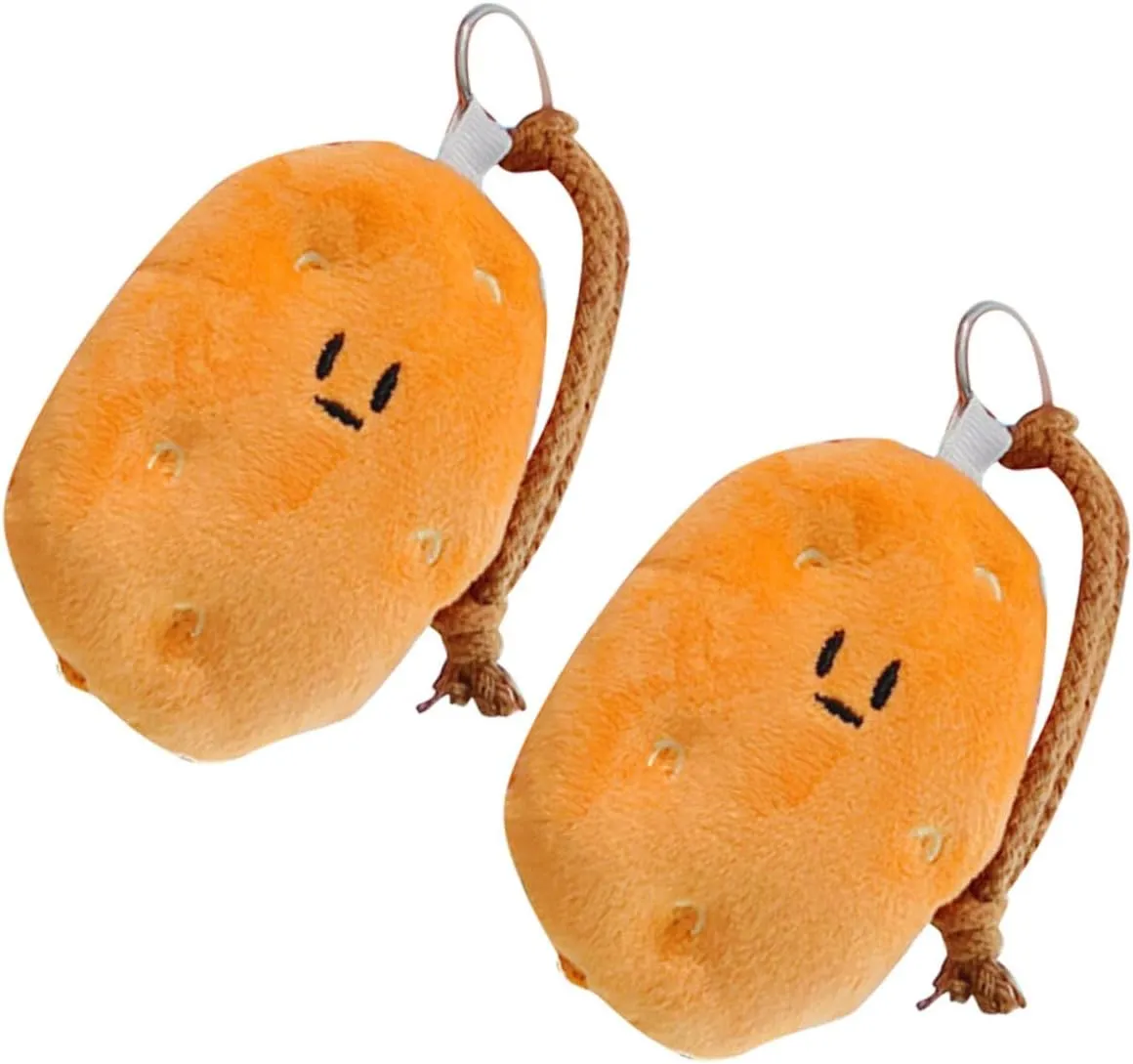 2Pcs Cute Potato Plush Pendant Dolls Adorable Stuffed Animal Charms for Bags Keychains Home Decor Fun Food Accessories for Personalization and