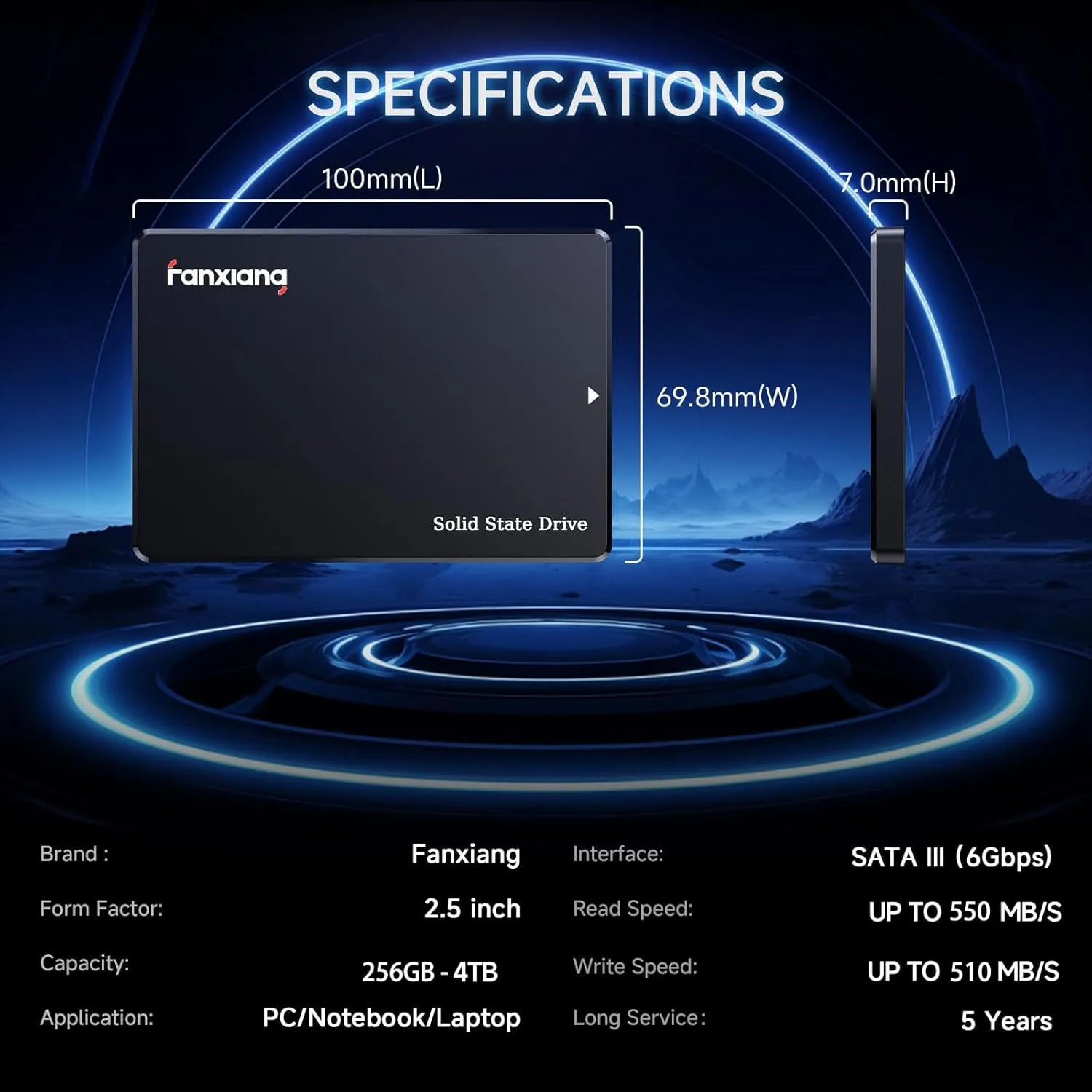 2TB SATA SSD 2.5'' SSD SATA III 6 Gb/s Internal Solid State Drive Up to 560 MB/s 3D NAND SLC Cache for Laptop and PC Desktop Performance Boost 7mm(0.28″) S101Q