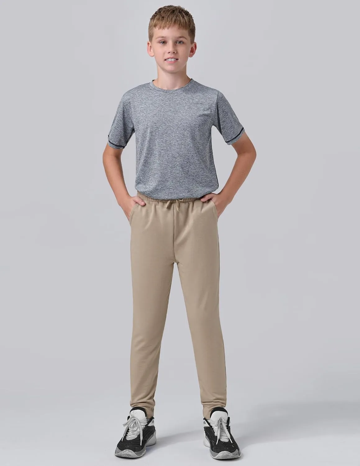 3 Pack Boys Lightweight Jogger Pants, Youth Athletic Sweatpants, Kids Toddlers Clothes Apparel
