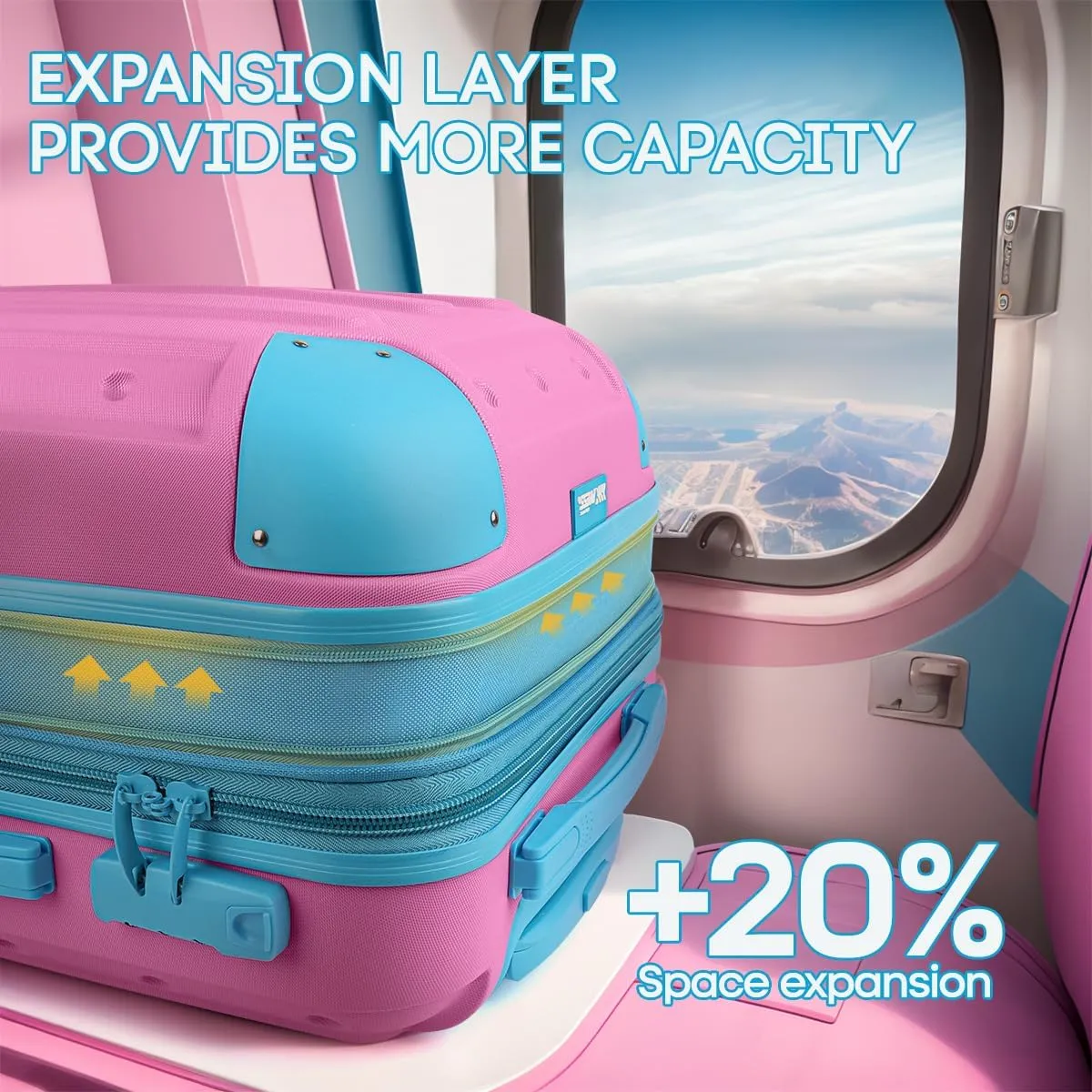 3 Piece Luggage Sets（20/24/28in） Luggage with TSA Lock,large luggage with spinner wheels,Travel Luggage for Men Women#Pink Blue