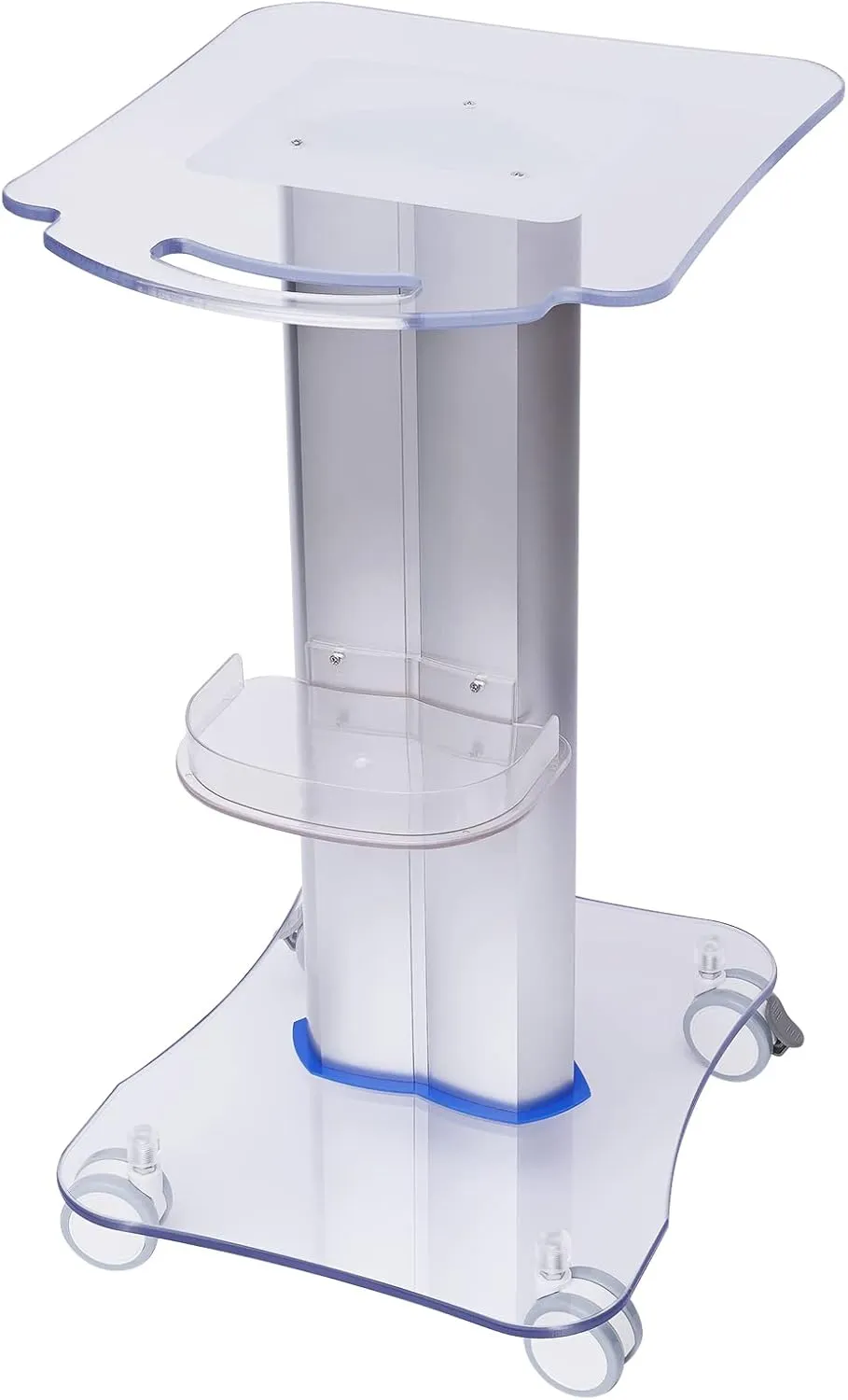3 Tier Beauty Rolling Cart, Beauty Salon Trolley Cart Load 220 lbs, SPA Trolley with Wheels for Manicure Spa Shelf (Clear Blue)