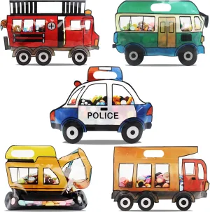 30 Pack Goodie Bags Cartoon Mix Car Candy Treat Bags Small Plastic Ziplock Seal Bags Gift Candy Bags with Handle Resealable Packaging Food Storage Bags Party Favor Birthday Bags(Mix Car)