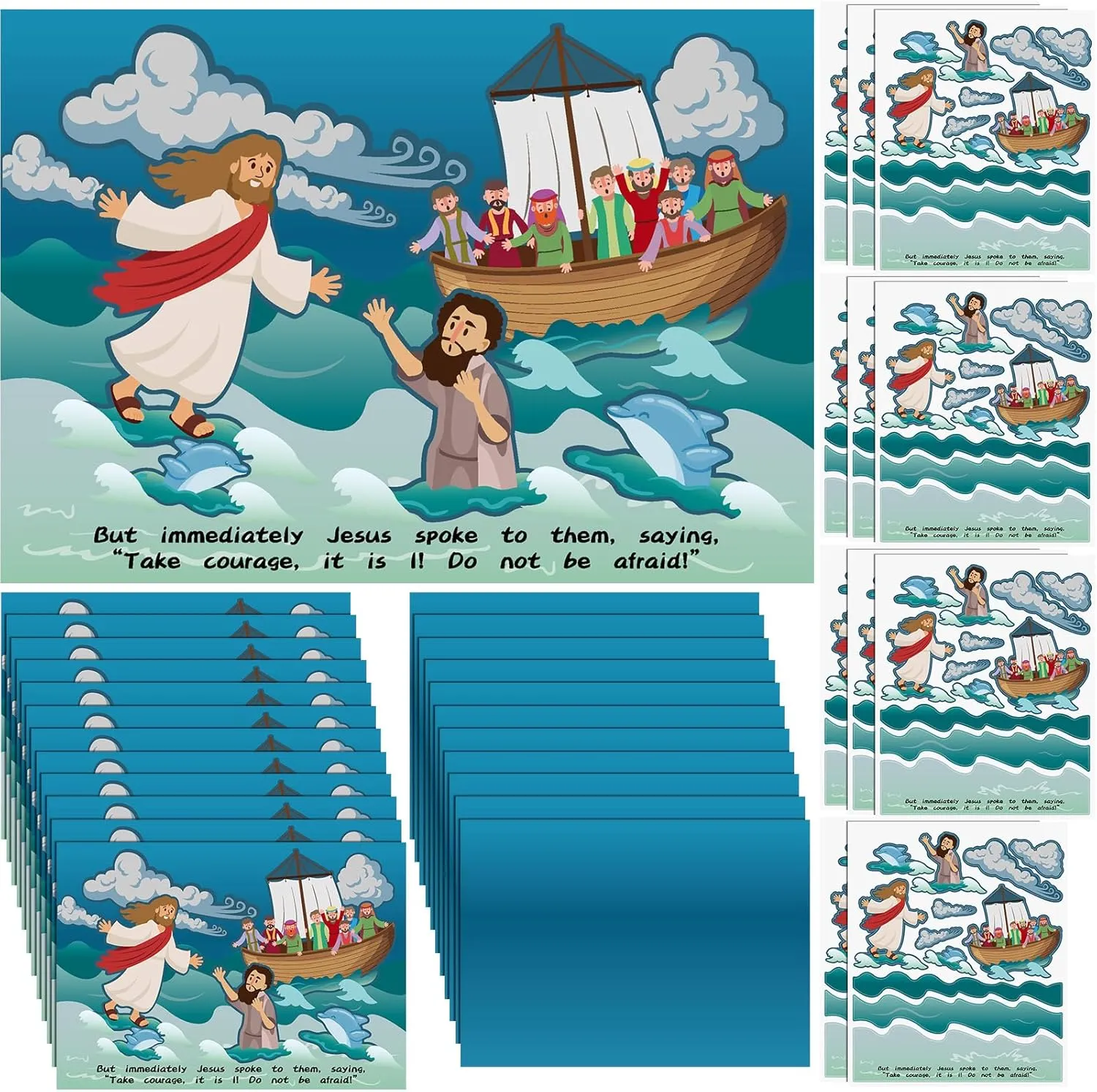 36 Set Jesus Walk on Water Scenes Craft Kit Religious Stickers for Boys Girls DIY Christian Catholic Bible Craft Faith Jesus Craft for Sunday School Activities Gifts
