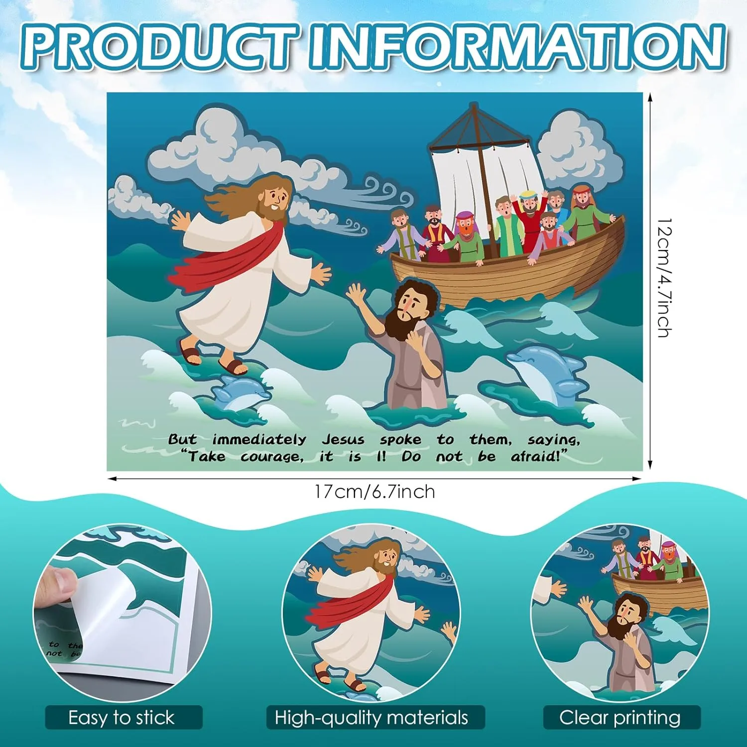 36 Set Jesus Walk on Water Scenes Craft Kit Religious Stickers for Boys Girls DIY Christian Catholic Bible Craft Faith Jesus Craft for Sunday School Activities Gifts