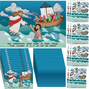 36 Set Jesus Walk on Water Scenes Craft Kit Religious Stickers for Boys Girls DIY Christian Catholic Bible Craft Faith Jesus Craft for Sunday School Activities Gifts