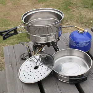 3pcs/Set Pot Non-Stick Pots Pans Portable Outdoor Camping Hiking Cooking Set Cookware Travel Tableware