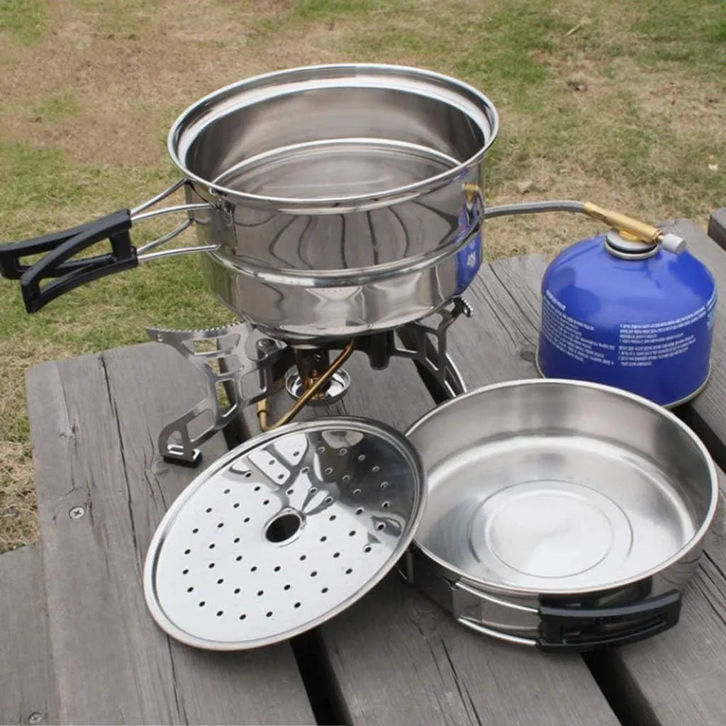 3pcs/Set Pot Non-Stick Pots Pans Portable Outdoor Camping Hiking Cooking Set Cookware Travel Tableware