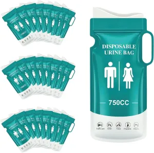 4 PAKC/750CC Large Capacity Disposable Urine Bag, 8.98 in x 6.1 in, for Traffic Jams, Vomit, Travel, Pregnant Women, Patients.