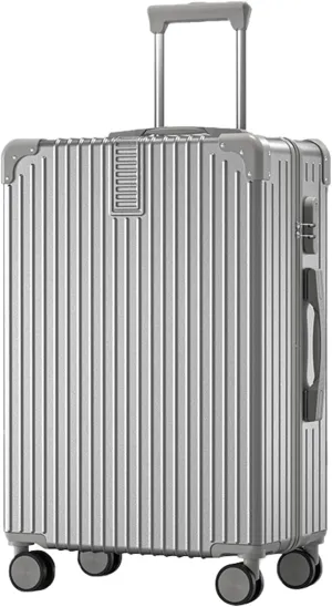 4 Wheel Luggage, Trolley Case With Carry Bag, High Resilience, Riot Proof Zipper, Hard Shell Storage Box, External USB Port (Color : 20, Size : Silver)
