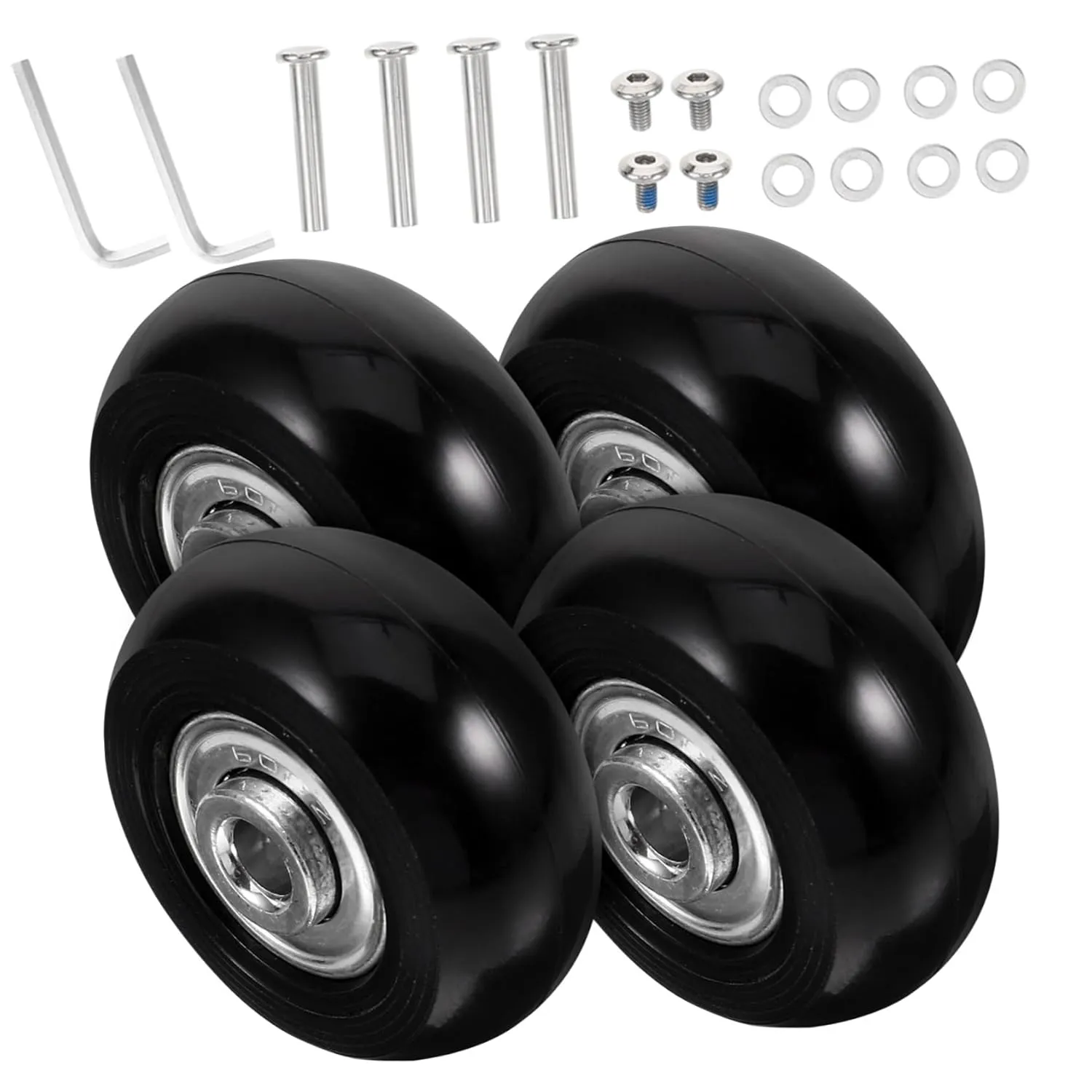 4PCS PU Silent Luggage Caster Wheels Replacement Kit 360° Swivel Rubber Wheels for Suitcase and Wear Resistant Travel Bag Wheel Replacement
