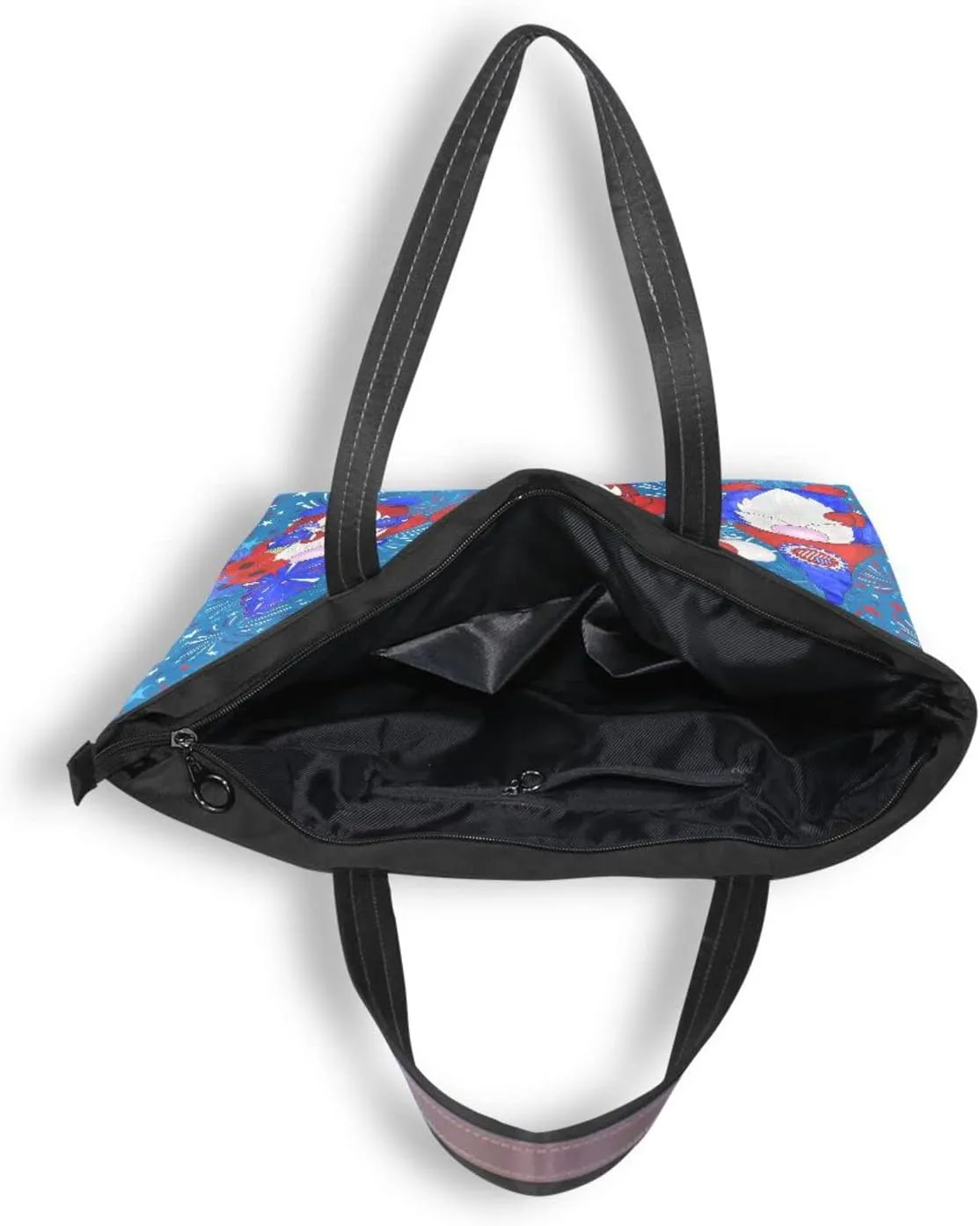 4th July Tote Bag for Women with Zipper,Polyester Tote Purse Gnome Tote Bag Gnome Handbag