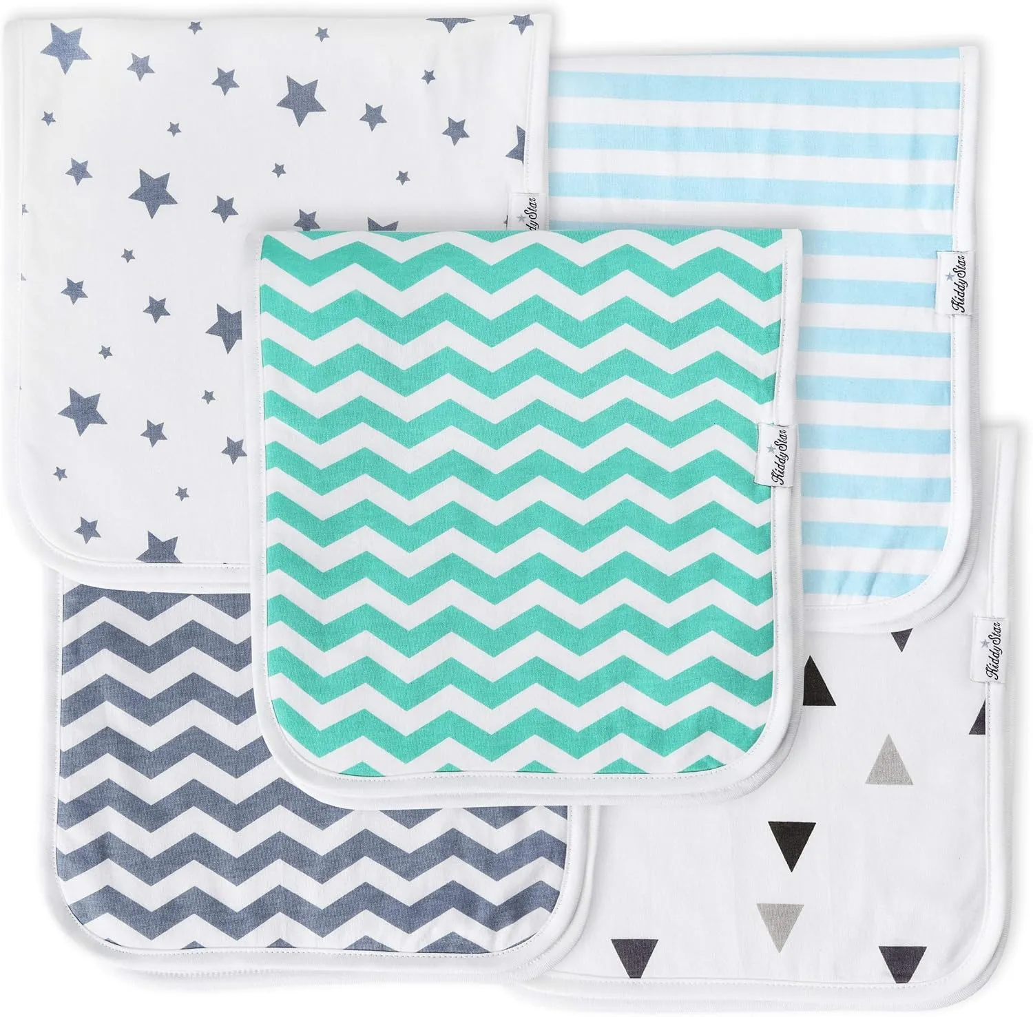 5 Pack Organic Cotton Baby Burp Cloths – 3 Layer, 21"x10" Large, Ultra Soft & Absorbent Burping Rags for Newborns – Infant Towels for Milk Spit Up