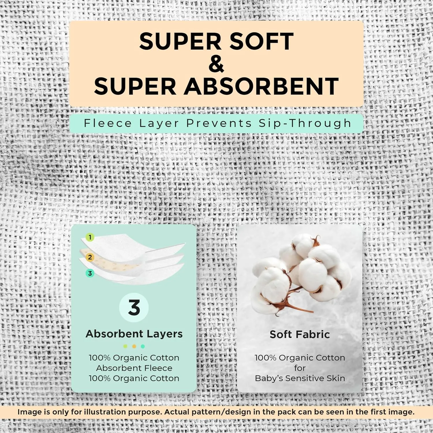 5 Pack Organic Cotton Baby Burp Cloths – 3 Layer, 21"x10" Large, Ultra Soft & Absorbent Burping Rags for Newborns – Infant Towels for Milk Spit Up