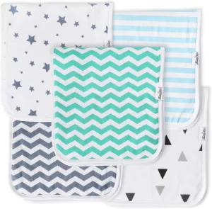 5 Pack Organic Cotton Baby Burp Cloths – 3 Layer, 21"x10" Large, Ultra Soft & Absorbent Burping Rags for Newborns – Infant Towels for Milk Spit Up