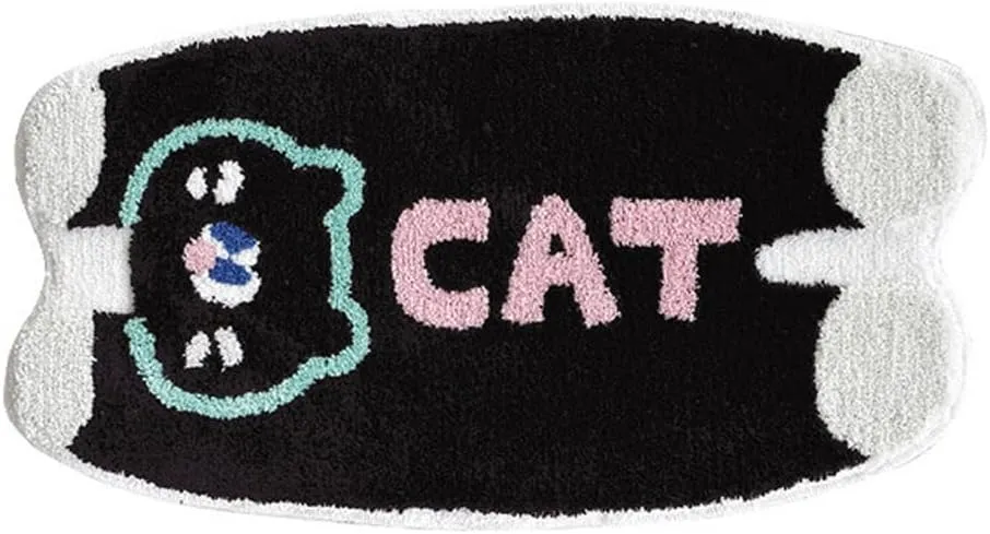 50x80cm Animal Pattern Cartoon Carpet,Non Slip Long Fluff Imitation Cashmere Carpet Thickened Oil Absorption Bath Door Foot Rug for Bedroom, Living Room Floor Mat (Cat)
