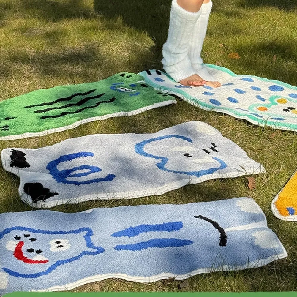50x80cm Animal Pattern Cartoon Carpet,Non Slip Long Fluff Imitation Cashmere Carpet Thickened Oil Absorption Bath Door Foot Rug for Bedroom, Living Room Floor Mat (Cat)