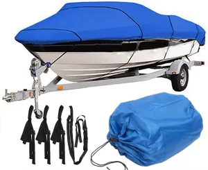 600D 11ft-22ft Heavy Duty Boat Cover Trailerable V-Hull Speedboat Fishing Ski Cover Protection Waterproof Dust-Proof Anti-UV(420x270cm 11-13ft)