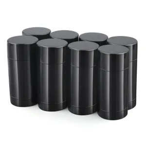 8 Pack 1 Oz Deodorant Containers Empty Black Plastic Twist-up Deodorant Tubes Bottom Filling DIY Travel Refillable Lip Balm Tubes Container