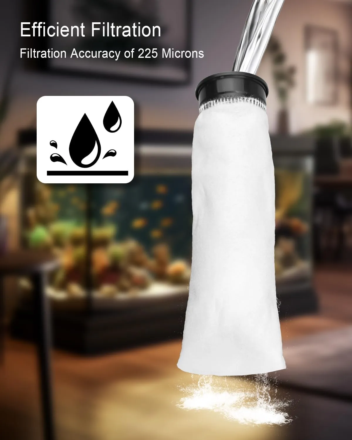 8 Pcs 2.75 Inch Filter Sock Fit for Freshwater and Saltwater Waterbox, 225 μm Filter Sock Aquarium Filter Bags with Black Rim, for Aquarium Ponds Sumps Overflows, 10 Inch Long