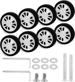 8PCS Luggage Wheels Replacement Set 2 inch TPU Rubber Wheel Convenient Upgrade Sets Smooth Silent for Suitcase Spinner Trolley Bag Drawbar Travel Box Caster Repair