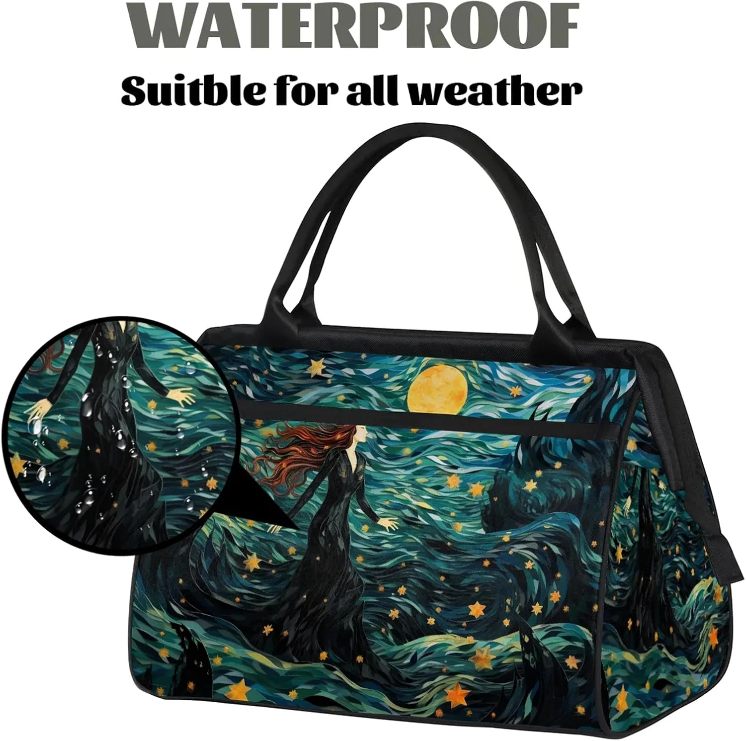 Abstract Beauty Green Large Travel Duffel Bag Gym Tote Bag for Women Men Waterproof Weekend Overnight Bag Carry On Tote Luggage with Pocket Personal Item Bags Sports Bag fit Travel Sports Gym Yoga