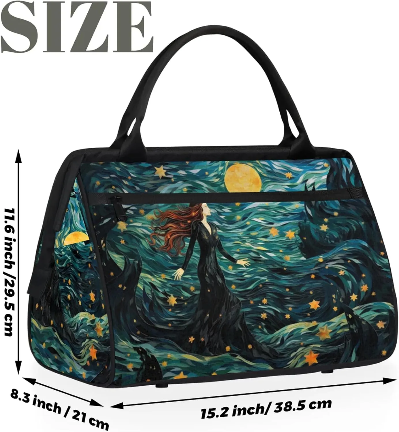 Abstract Beauty Green Large Travel Duffel Bag Gym Tote Bag for Women Men Waterproof Weekend Overnight Bag Carry On Tote Luggage with Pocket Personal Item Bags Sports Bag fit Travel Sports Gym Yoga