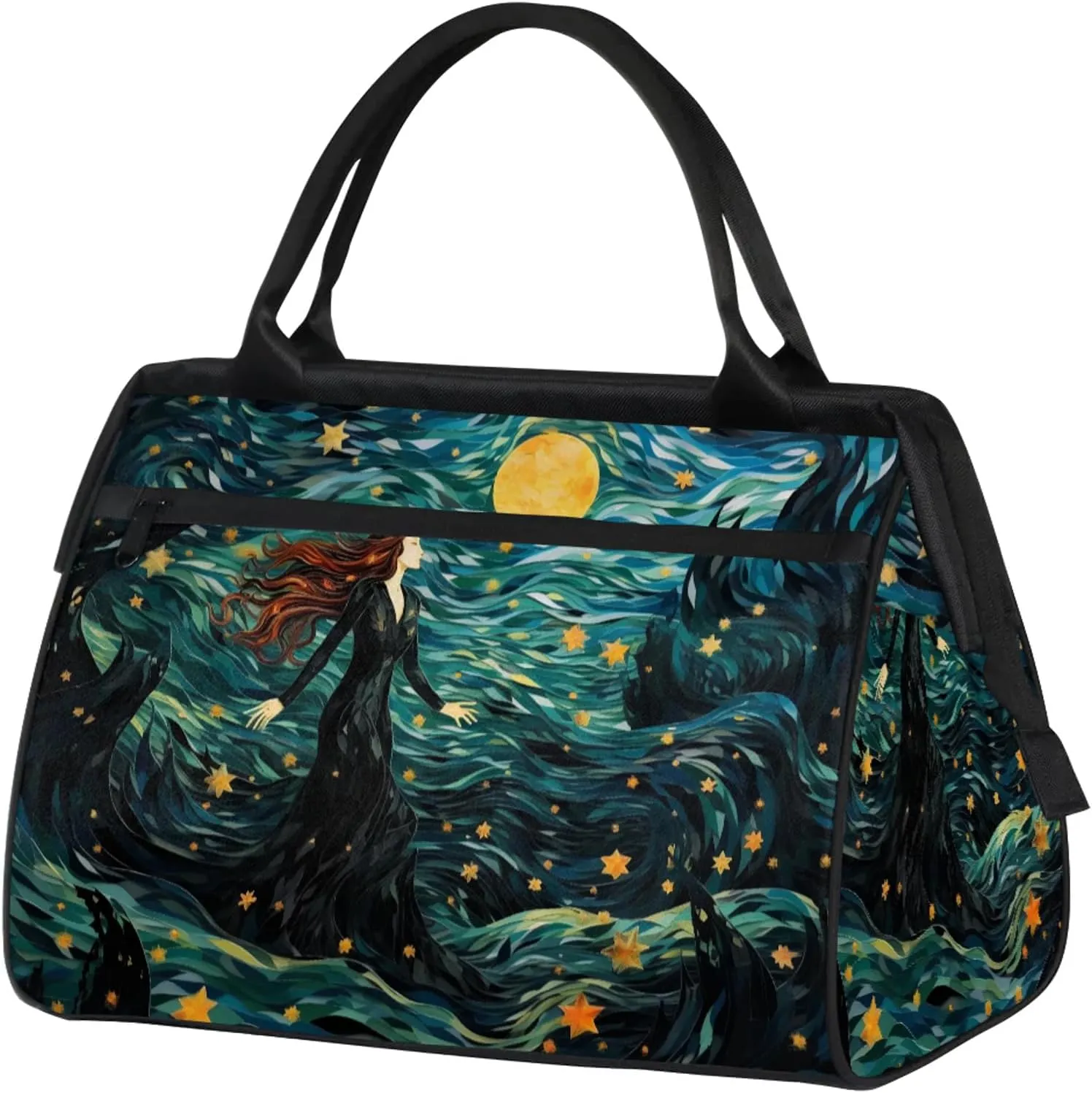 Abstract Beauty Green Large Travel Duffel Bag Gym Tote Bag for Women Men Waterproof Weekend Overnight Bag Carry On Tote Luggage with Pocket Personal Item Bags Sports Bag fit Travel Sports Gym Yoga