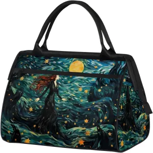 Abstract Beauty Green Large Travel Duffel Bag Gym Tote Bag for Women Men Waterproof Weekend Overnight Bag Carry On Tote Luggage with Pocket Personal Item Bags Sports Bag fit Travel Sports Gym Yoga