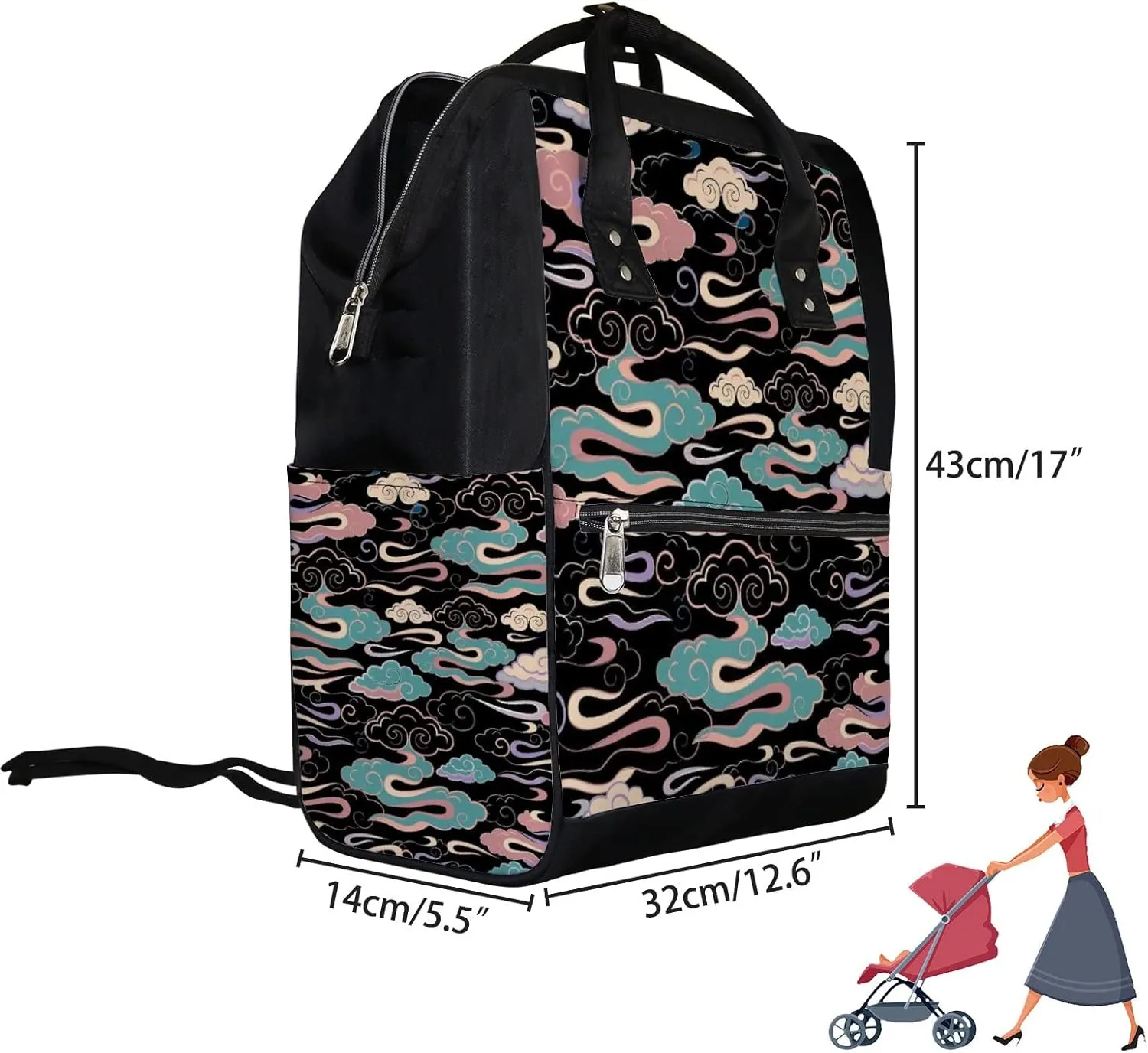 Abstract Cloud Diaper Bag Backpack Waterproof Backpack Baby Nappy Changing Bag for Travel Large Capacity Durable and Stylish for Woman