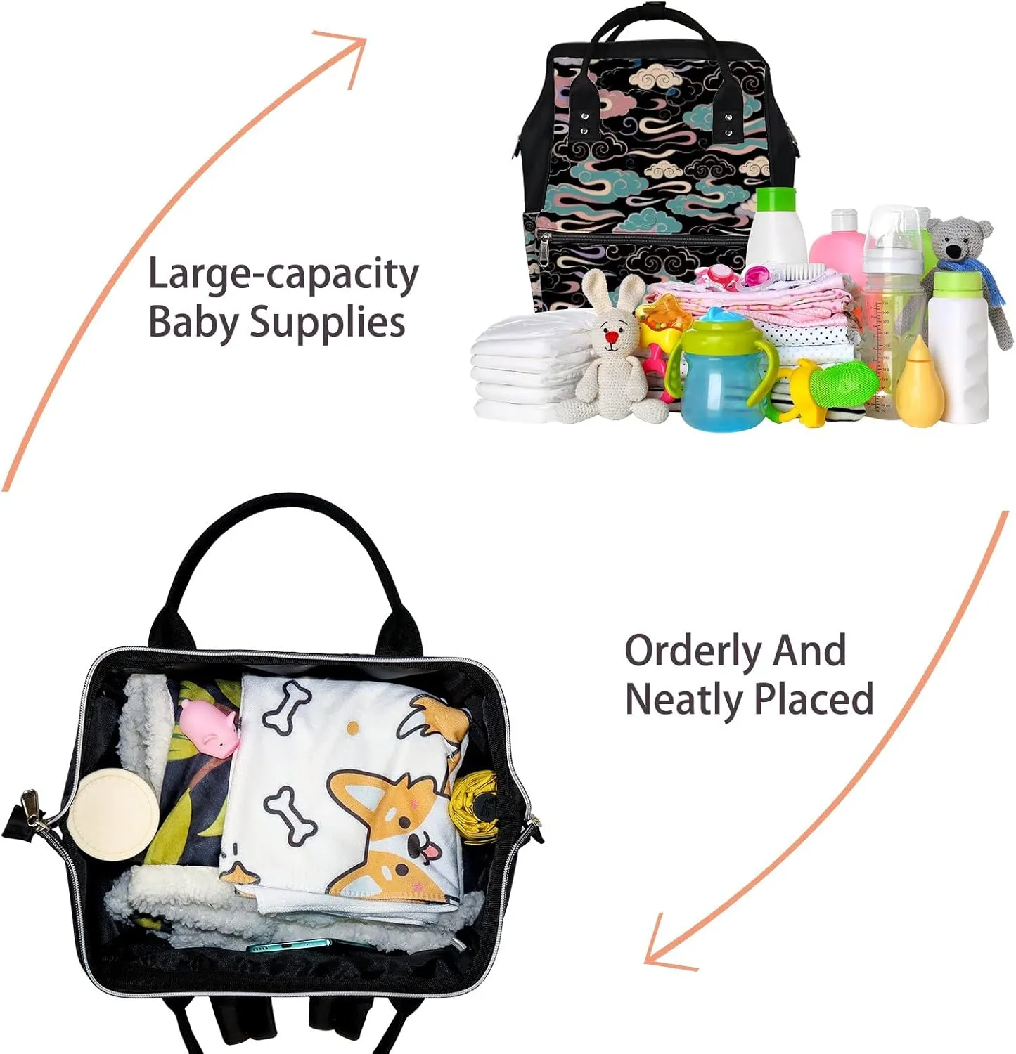 Abstract Cloud Diaper Bag Backpack Waterproof Backpack Baby Nappy Changing Bag for Travel Large Capacity Durable and Stylish for Woman