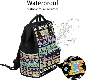Abstract Colorful Ethnic Bohemian Large Diaper Bag Backpack for Mom Dad Travel Casual Diaper Back Pack Tote Waterproof Nappy Changing Bags Baby Maternity Hospital Bag Shoulder Diaper Daypack for Women
