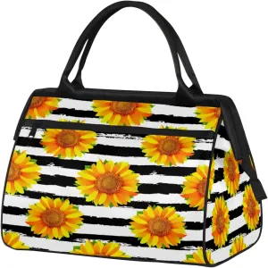 Abstract Flower Sunflower Travel Duffel Bag Gym Tote Bag for Women Men Waterproof Weekend Overnight Bag Carry On Tote Luggage with Pocket Personal Item Bags Sports Bag fit Travel Sports Gym Yoga