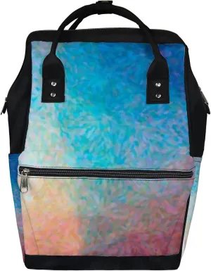 Abstract Illustration Blue Orange Red Impressionist Diaper Bag Backpack, waterproof backpack Baby Nappy Changing Bags Laptop Backpack for Travel, Large Capacity, Durable and Stylish for Woman and Men.