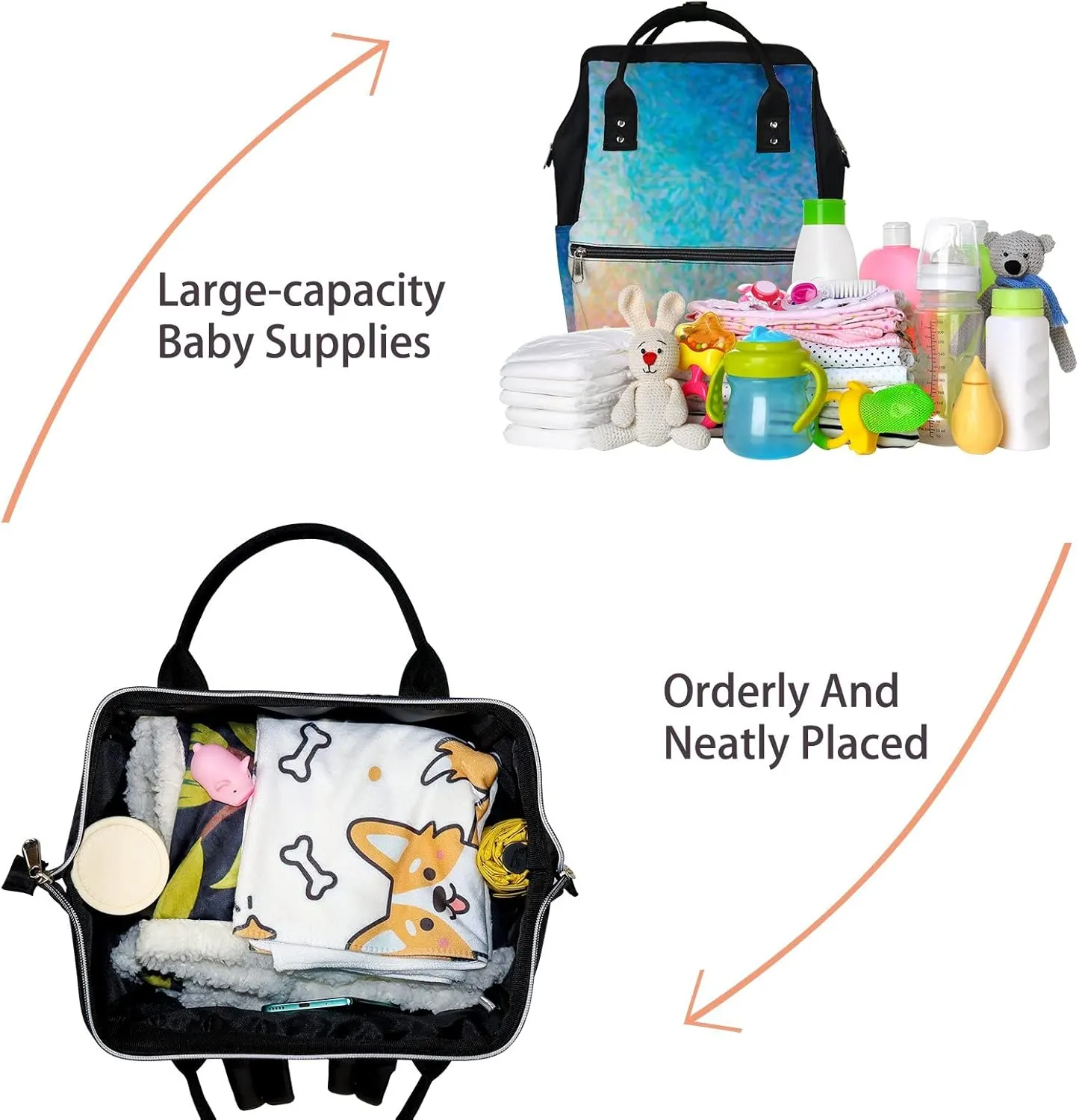 Abstract Illustration Blue Orange Red Impressionist Diaper Bag Backpack, waterproof backpack Baby Nappy Changing Bags Laptop Backpack for Travel, Large Capacity, Durable and Stylish for Woman and Men.