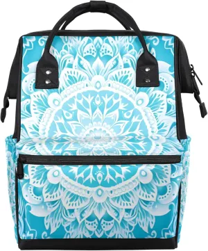 Abstract Mandala Flower Diaper Bag Mommy Bags With Adjustable Shoulder Strap Waterproof Multifunction Shoulder Bag Travel Large Capacity Backpack for Moms And Dads