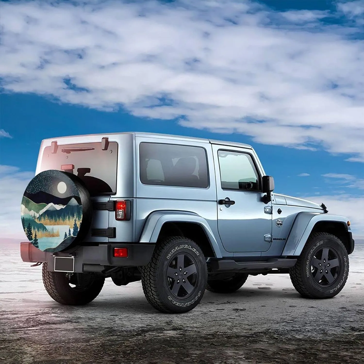 Abstract Mountains Deer Lake Landscape Spare Tire Cover Wheel Protectors Weatherproof Wheel Covers Universal Fit for Trailer Rv SUV Truck Camper Travel Trailers Accessories 14in