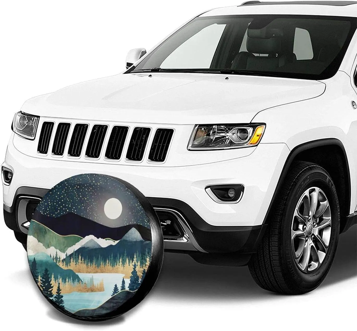 Abstract Mountains Deer Lake Landscape Spare Tire Cover Wheel Protectors Weatherproof Wheel Covers Universal Fit for Trailer Rv SUV Truck Camper Travel Trailers Accessories 14in