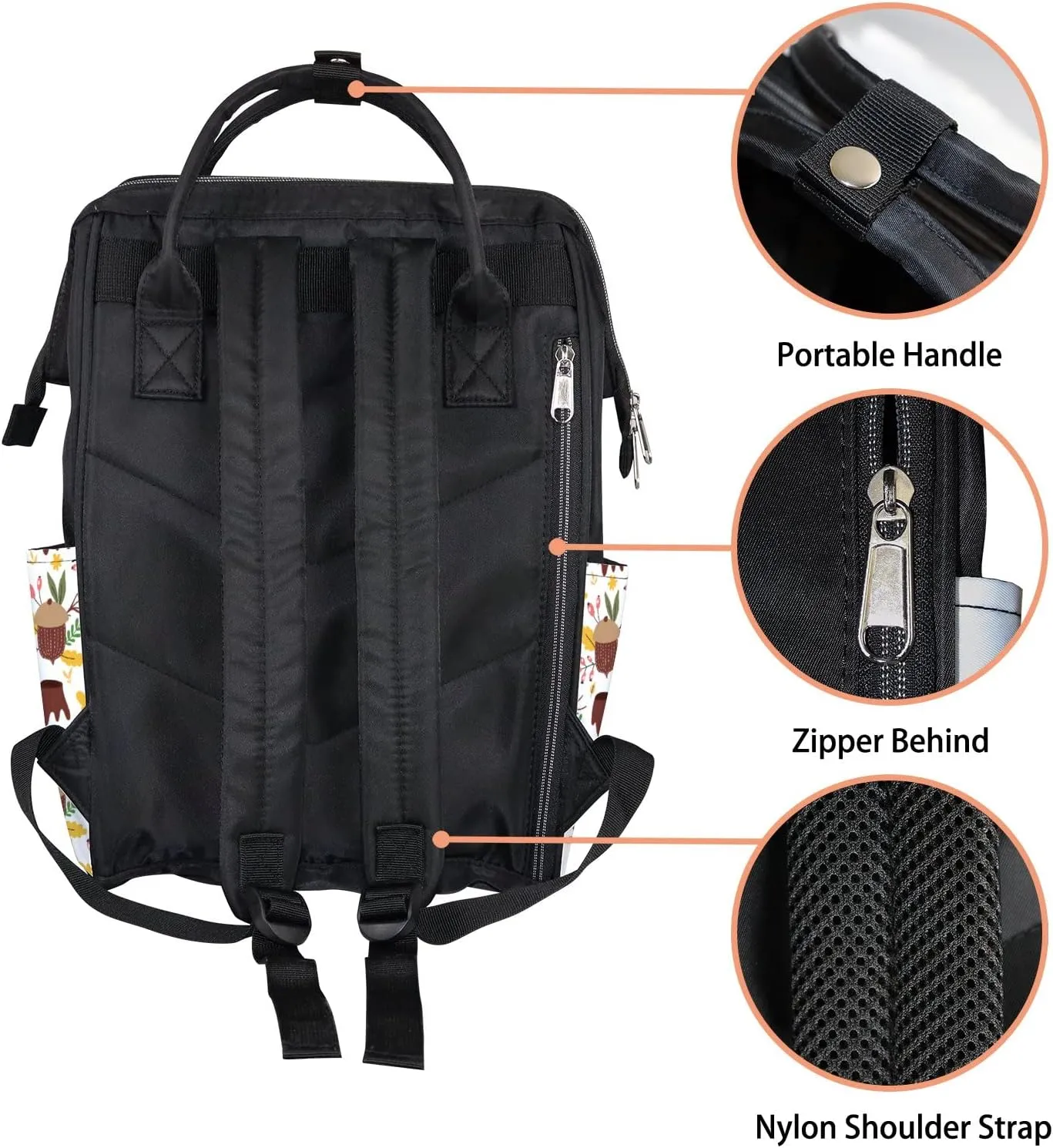 Acorns Leaves Diaper Bag Backpack Waterproof Backpack Baby Nappy Changing Bag for Travel Large Capacity Durable and Stylish for Woman