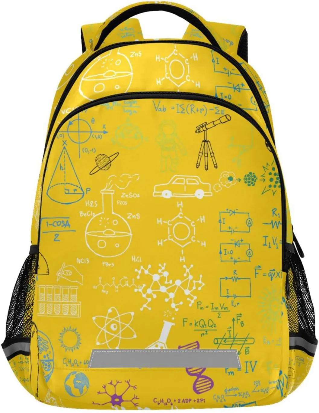 Acpiggto Backpack Daypack Shoulder Bag Yellow Science Concept Chemical Biology Geography Space Rucksack Bookbag Laptop Compartment