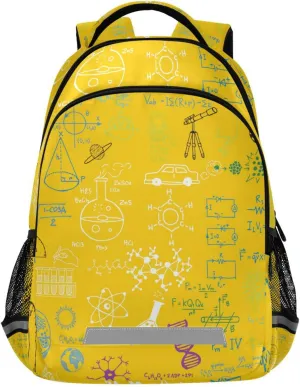 Acpiggto Backpack Daypack Shoulder Bag Yellow Science Concept Chemical Biology Geography Space Rucksack Bookbag Laptop Compartment