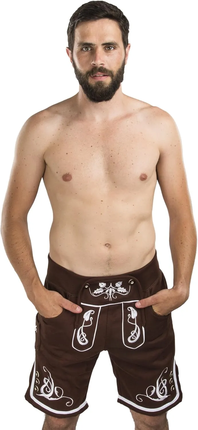 Adam Lederhosen Sweatpants Short - Oktoberfest Fleece Jogger Sweat Pants Adam
