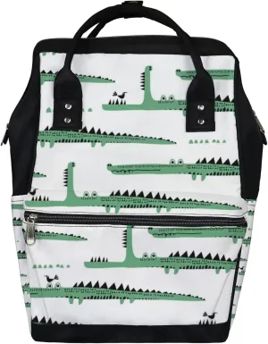 Adorable Funny Crocodiles Diaper Bag Backpack Waterproof Backpack Baby Nappy Changing Bag for Travel Large Capacity Durable and Stylish for Woman